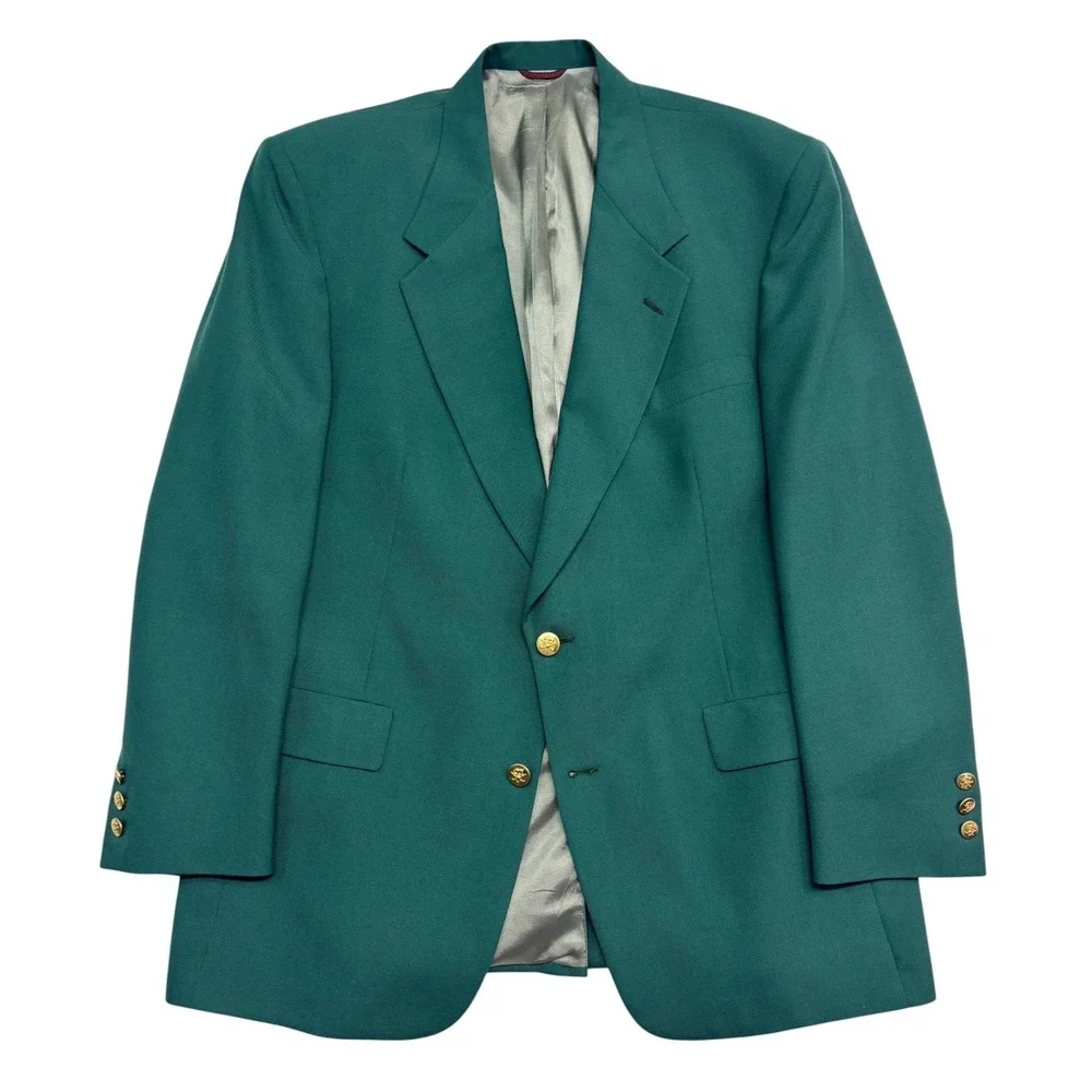 vtg Jack Nicklaus 44R Green Jacket Blazer Masters Sport Coat Gold Buttons USA